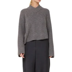Clearance Notched Rib Knit Sweater Women Sweaters & Cardigans