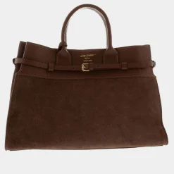 Obarini Tan Italian Suede Box Bag Women Tote Bags