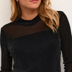 Hot Olga Glitter Mesh Top Women Tops