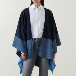Best Ombré Stripe Cape Women Coats & Jackets