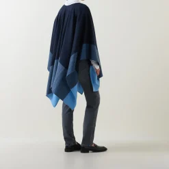 Best Ombré Stripe Cape Women Coats & Jackets