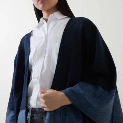 Best Ombré Stripe Cape Women Coats & Jackets