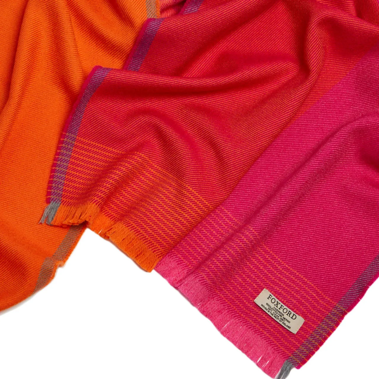 Online Orange & Pink Merino Wool Scarf Women Scarves