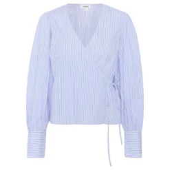 Best Oriana Striped Wrap Blouse Women Tops