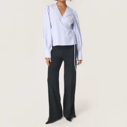 Best Oriana Striped Wrap Blouse Women Tops