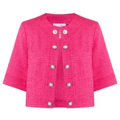 Ornate-Button Woven Tweed Jacket Women Coats & Jackets