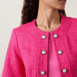 Ornate-Button Woven Tweed Jacket Women Coats & Jackets