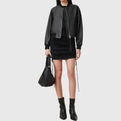 Orten Leather Bomber Jacket Women Coats & Jackets