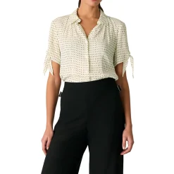 Outlet Oval Spot Tie Shirt Women Tops