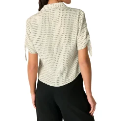 Outlet Oval Spot Tie Shirt Women Tops