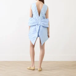 Oversized Bow Mini Shift Dress Women Occasion Dressing