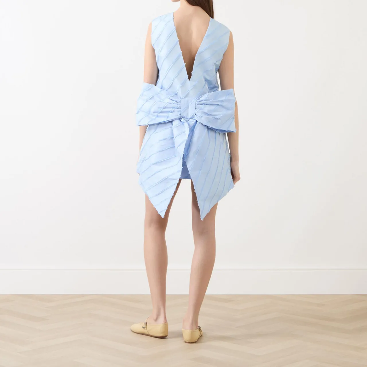 Oversized Bow Mini Shift Dress Women Occasion Dressing