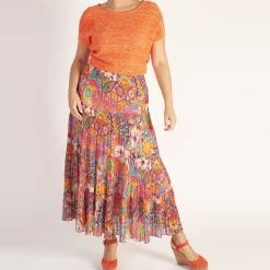 Paisley Pleated Skirt Women Skirts