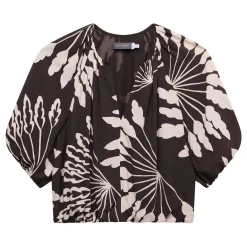 Discount Palm Puff Sleeve Cropped Top Women Tops