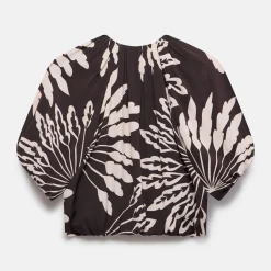 Discount Palm Puff Sleeve Cropped Top Women Tops