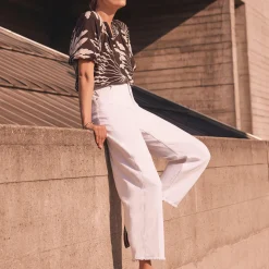 Discount Palm Puff Sleeve Cropped Top Women Tops