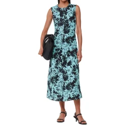 Clearance Pansy Print Textured Dress Women Dresses