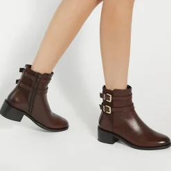 New Patter Double Buckle Heeled Boots Women Boots