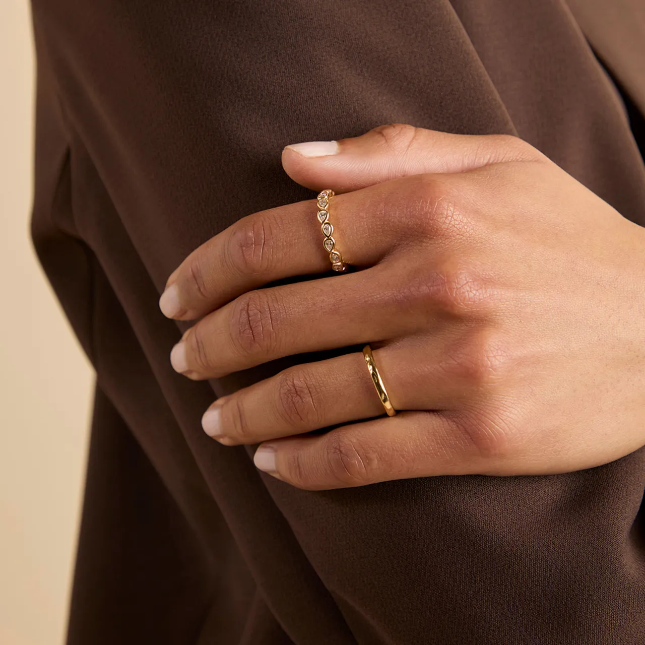 Best Pear Bezel Band Ring Women Rings
