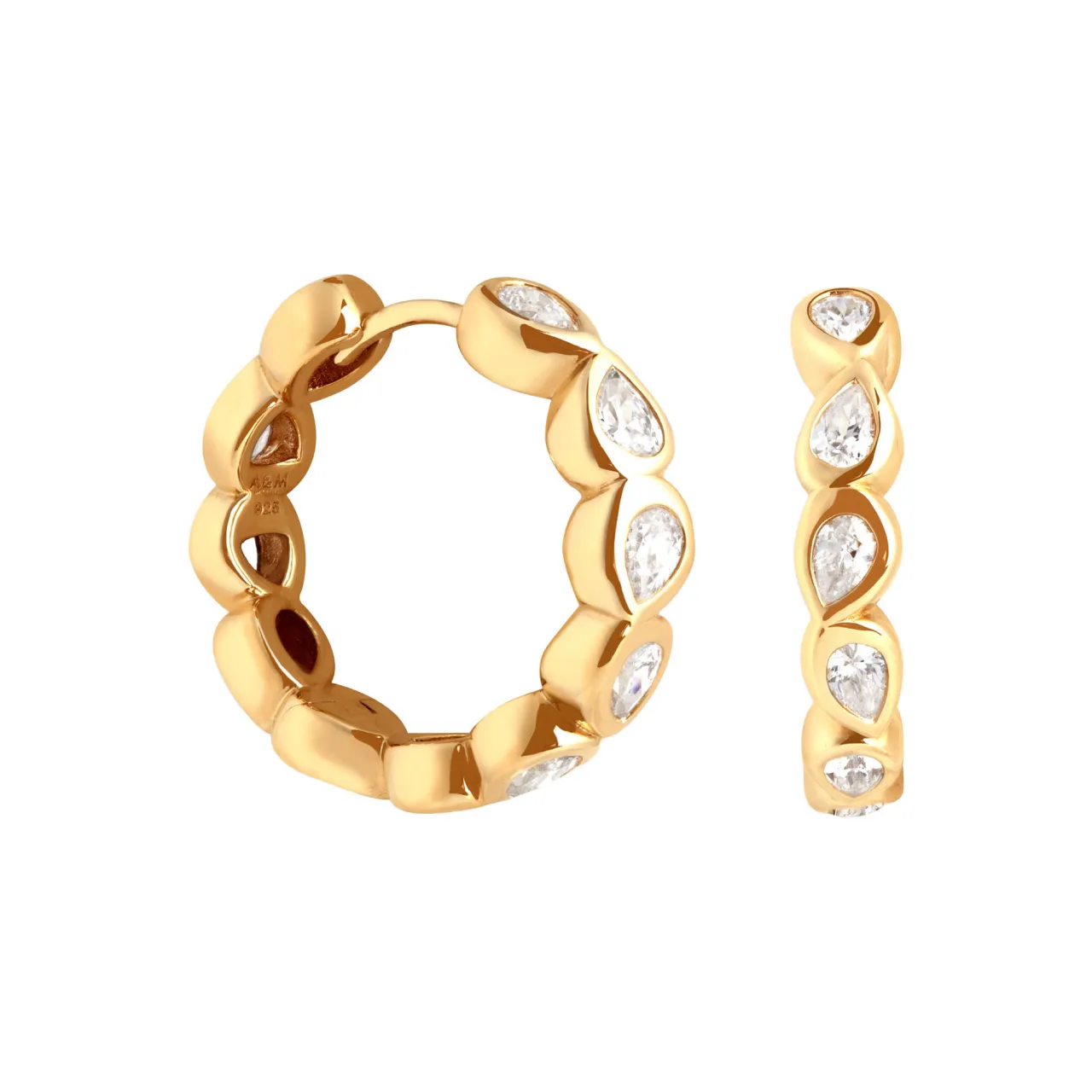 Outlet Pear Crystal Bezel Hoop Earrings Women Earrings