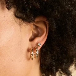 Outlet Pear Crystal Bezel Hoop Earrings Women Earrings