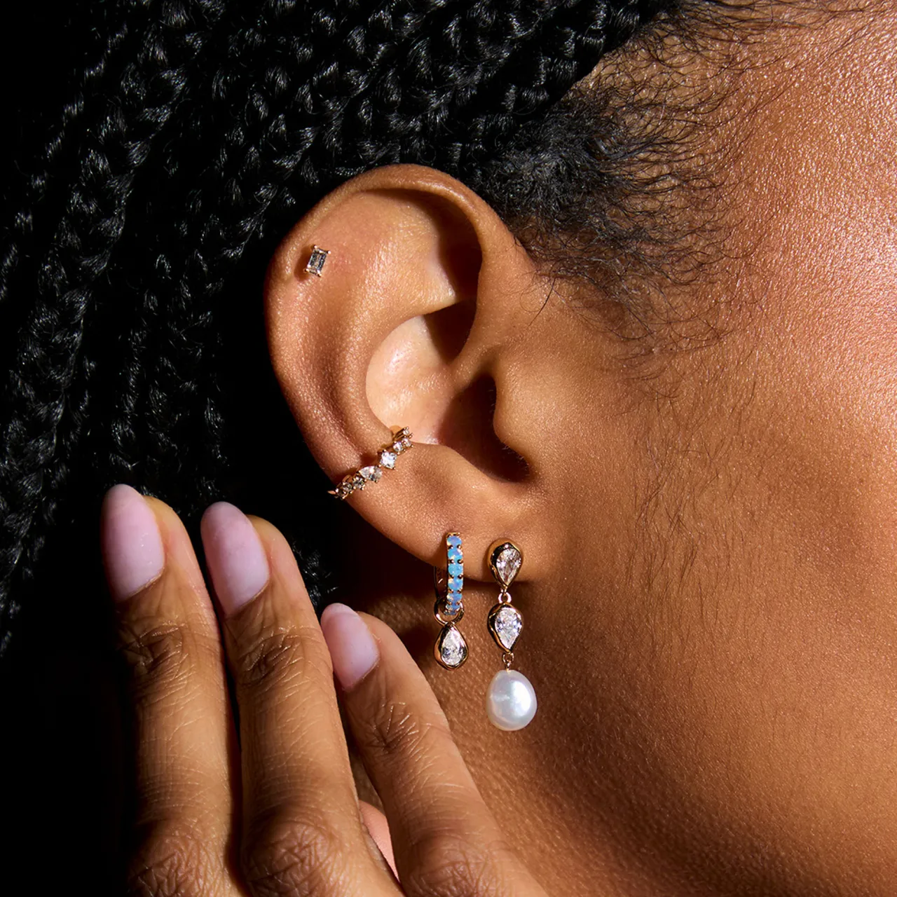 Outlet Pearl & Crystal Drop Stud Earrings Women Earrings