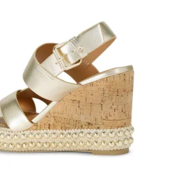New Pearl Metallic Wedges Women Heels