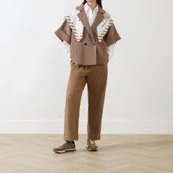 Hot Pera Double-Breasted Cropped Jacket Women Coats & Jackets