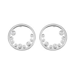 Hot Petite Circular Earrings with Clear Stones Women Earrings