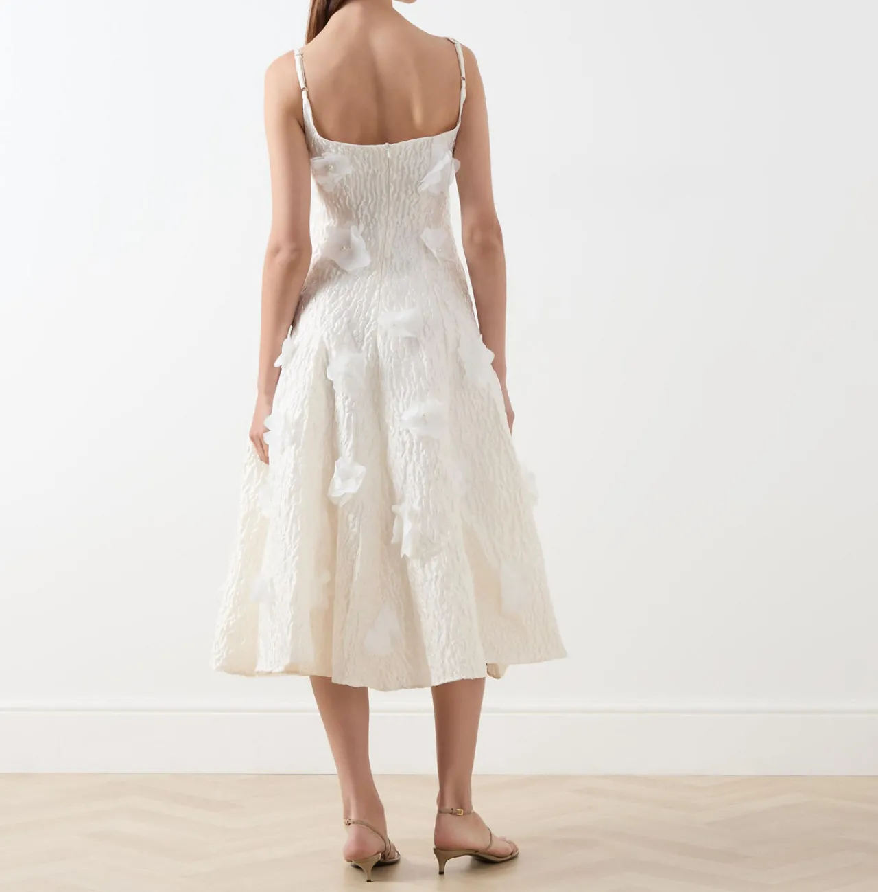 Hot Petunia Flower Appliqué Flared Dress Women Dresses|Occasion Dressing