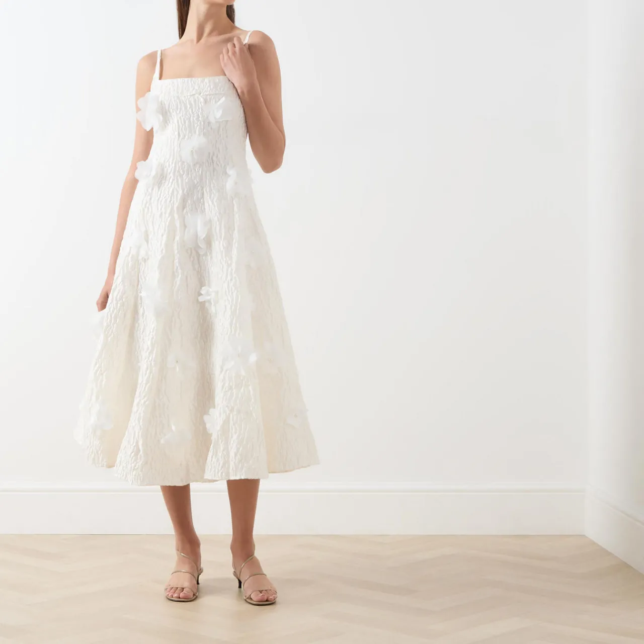 Hot Petunia Flower Appliqué Flared Dress Women Dresses|Occasion Dressing