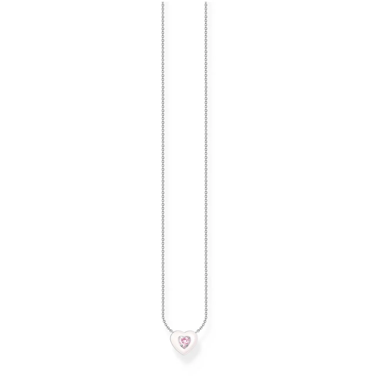 Online Pink Enamel Silver Heart Necklace Women Necklaces