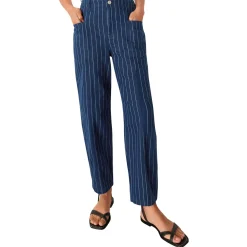 Online Pinstripe Barrel Leg Jeans Women Denim