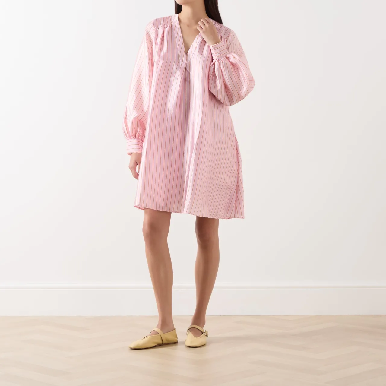 Online Pinstripe Kimono Mini Dress Women Dresses