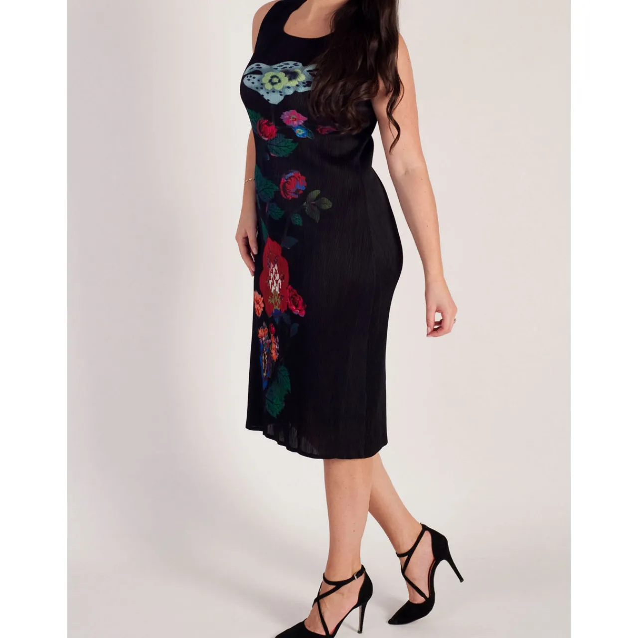 New Placement Floral Panel Dress Women Dresses