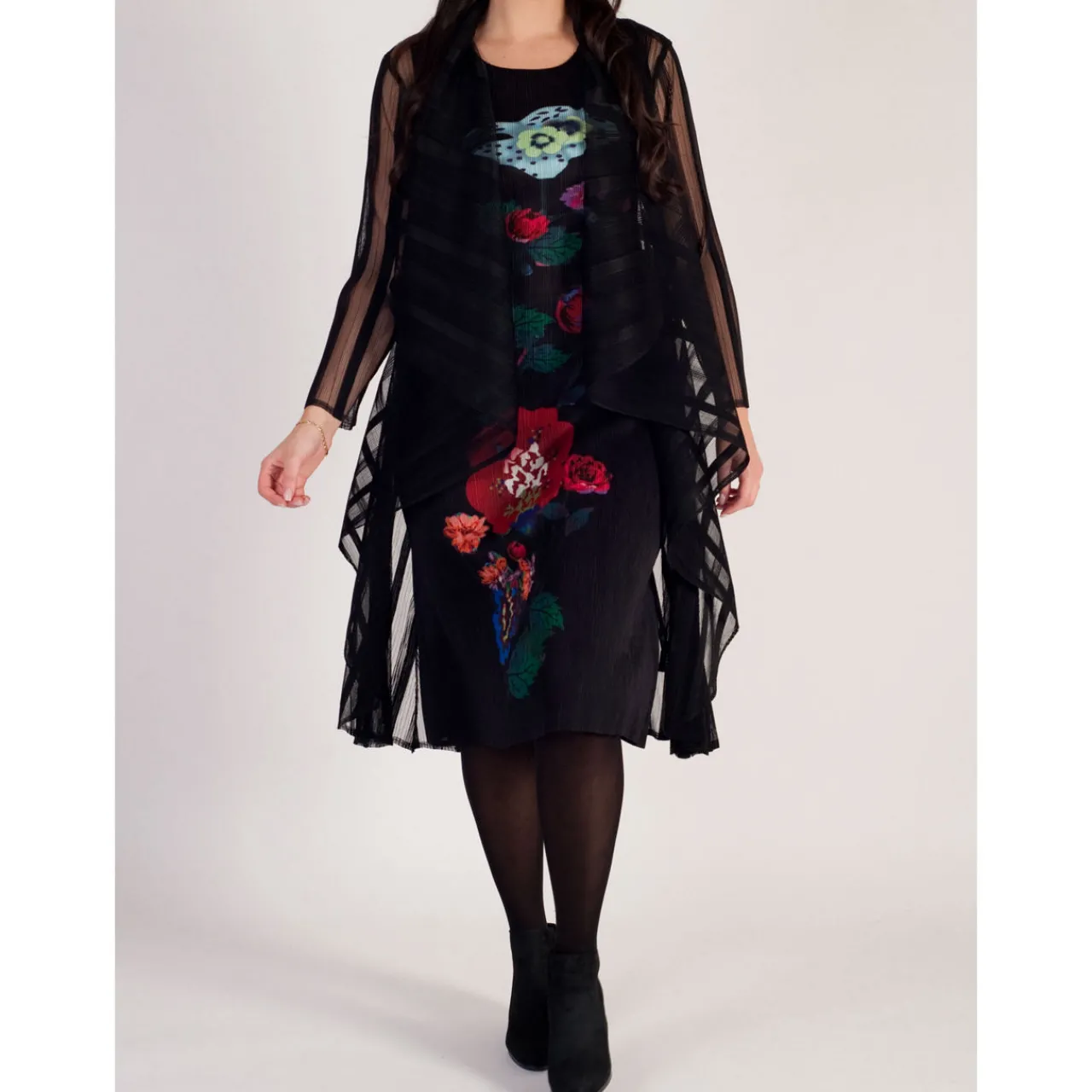 New Placement Floral Panel Dress Women Dresses