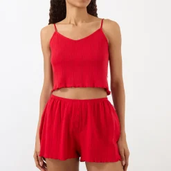 New Pointelle Cropped Top Women Activewear