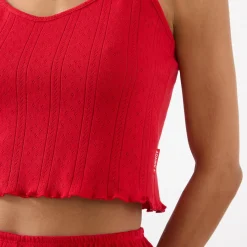New Pointelle Cropped Top Women Activewear