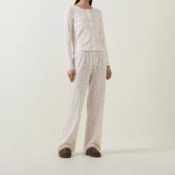 Outlet Pointelle Rose Long Pyjama Set Women Sleepwear