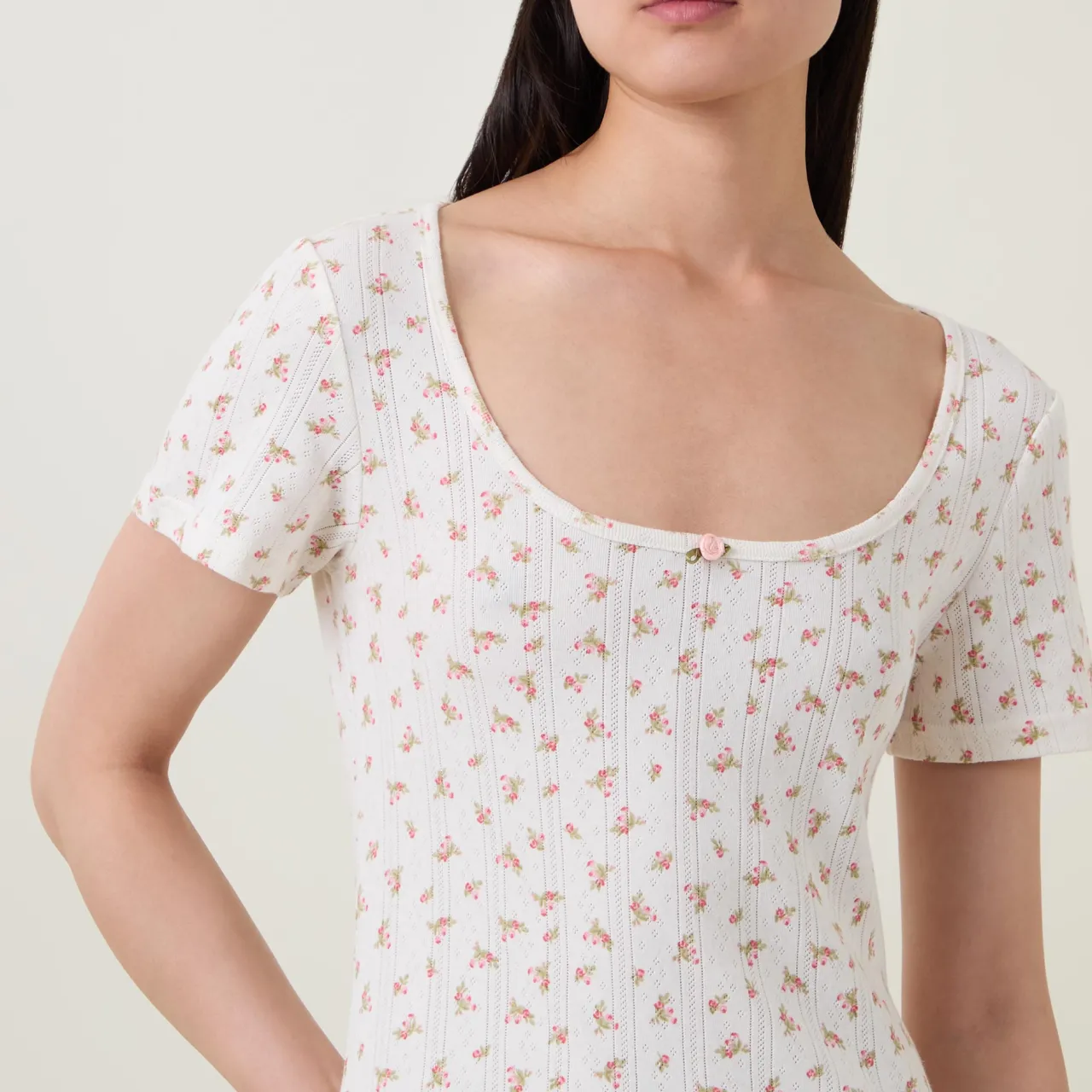 Pointelle Rose Night Dress Women Sleepwear