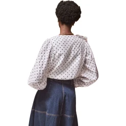 Outlet Polka Dot Frill Detail Bodysuit Women Tops
