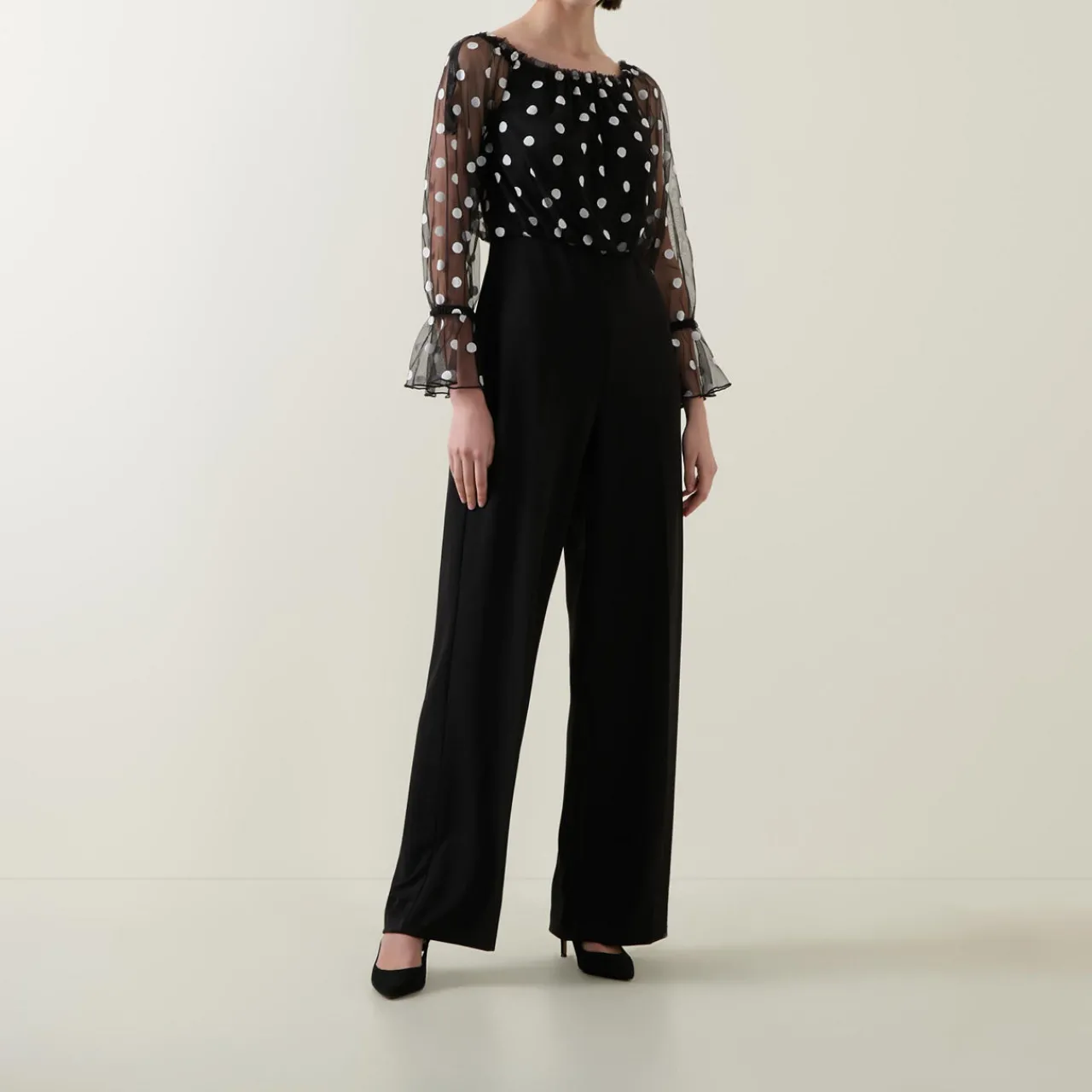 Sale Polka Dot Mesh Jumpsuit Women Jumpsuits