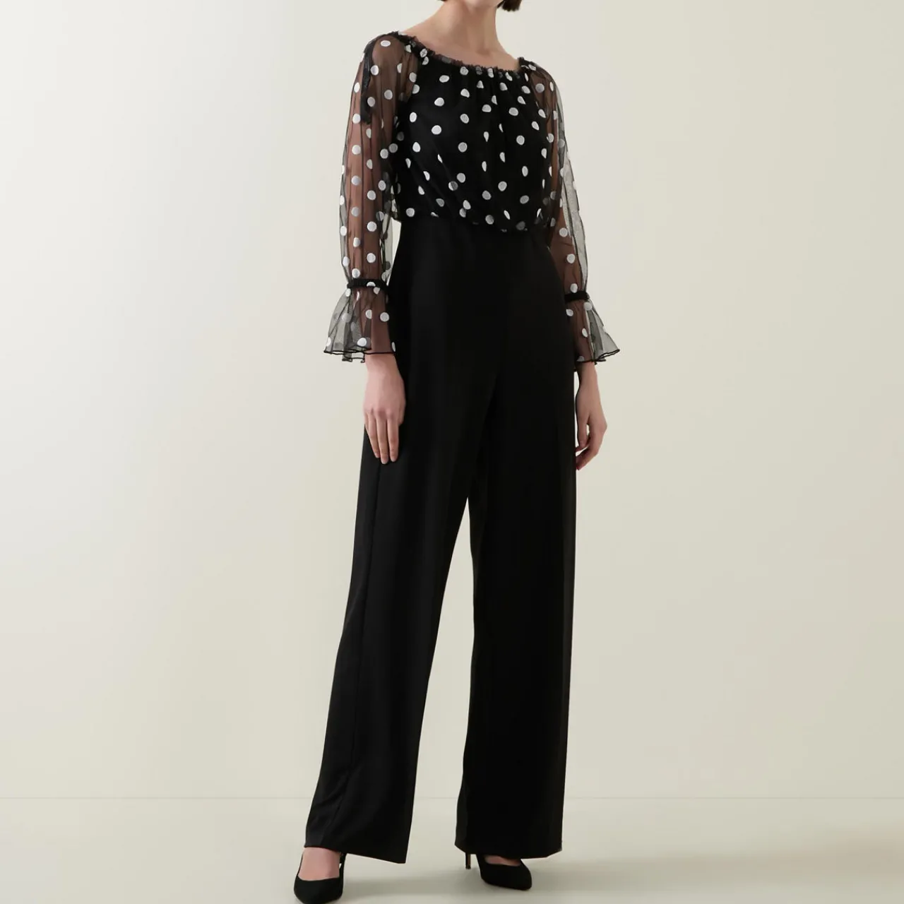 Sale Polka Dot Mesh Jumpsuit Women Jumpsuits