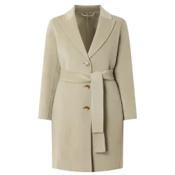 Discount Polka Single-Breasted Belted Coat Women Coats & Jackets