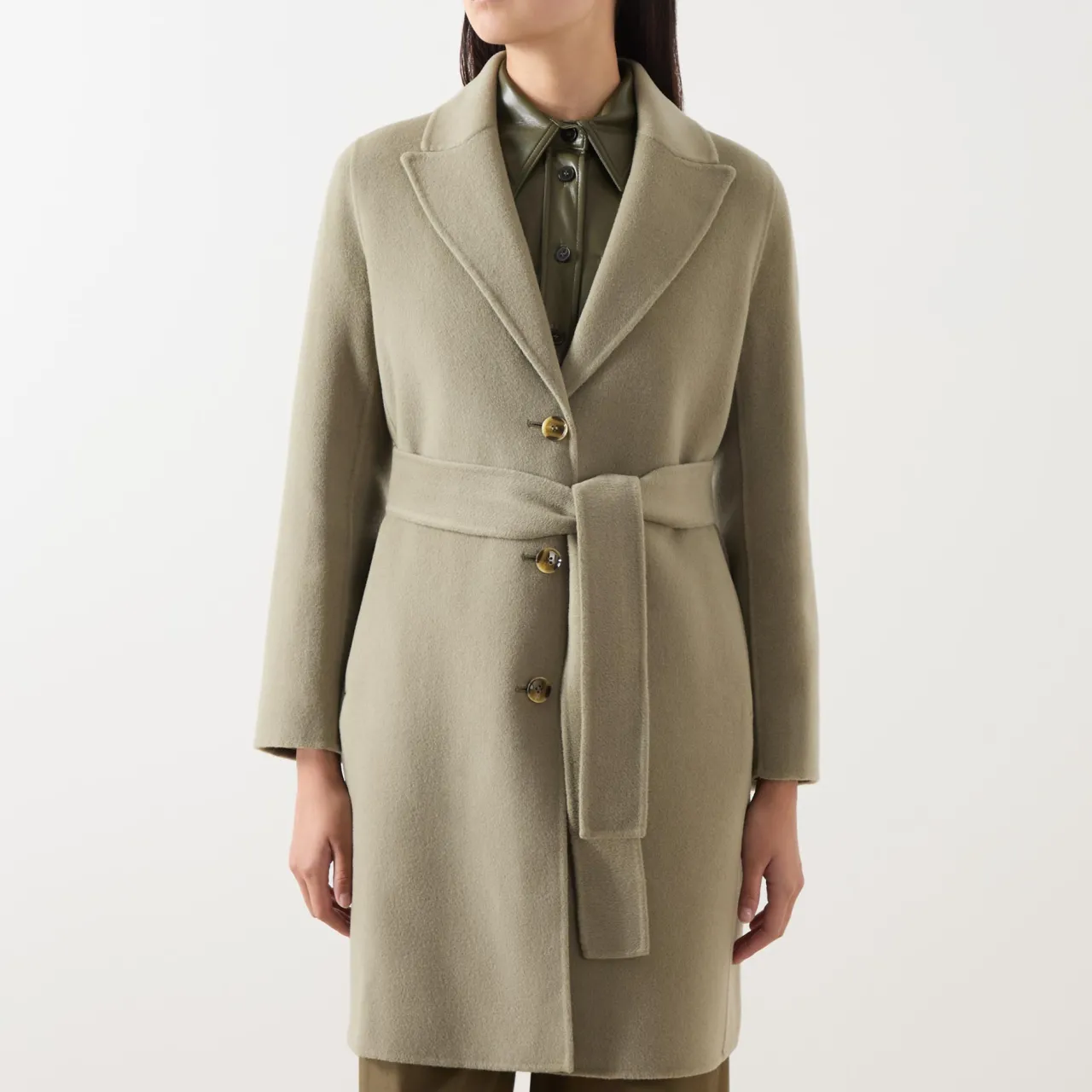 Discount Polka Single-Breasted Belted Coat Women Coats & Jackets