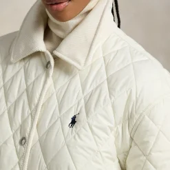 New Polo Player Logo Diamond Quilted Jacket Women Coats & Jackets