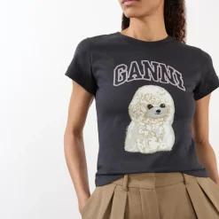 Sale Poodle Print Logo T-Shirt Women Tops