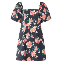 Poppy Puff-Sleeve Floral Mini Shift Dress Women Dresses