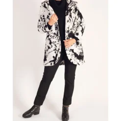 Printed Wool-Blend Hooded Coat Women Coats & Jackets