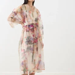 Sale Privet Floral Wrap Dress Women Dresses